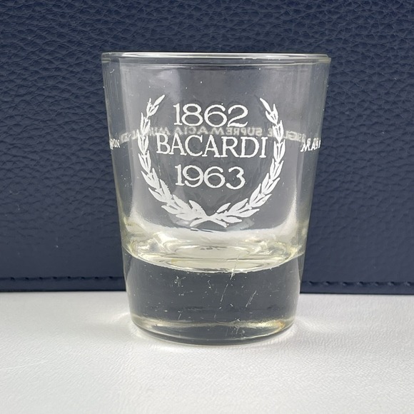 BACARDÍ Other - 1862 BACARDI 1963 Shot Glass Mas De Un Siglo De Supremacia Mundial En Ron 2 1/4"